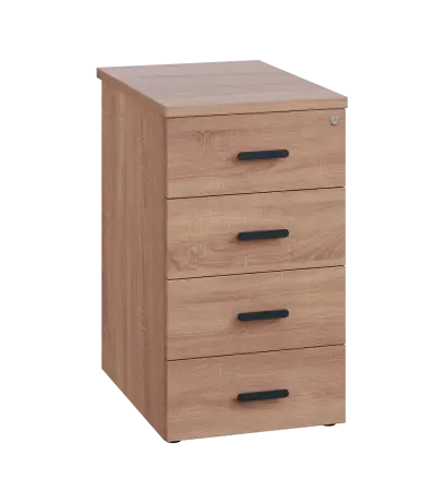 LKC 2 - 61 kontejner přístavný, 4-zásuvkový, deska 25 mm, centrální zámek, dub bardolino